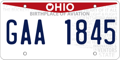 OH license plate GAA1845
