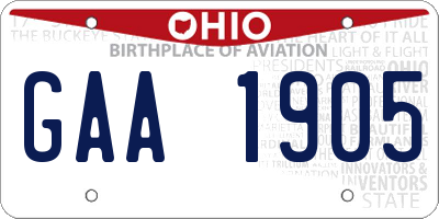 OH license plate GAA1905