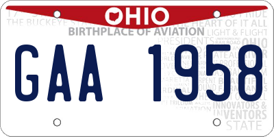 OH license plate GAA1958
