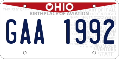 OH license plate GAA1992