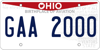 OH license plate GAA2000