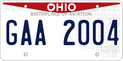 OH license plate GAA2004