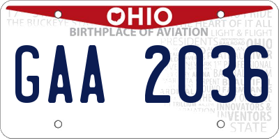OH license plate GAA2036