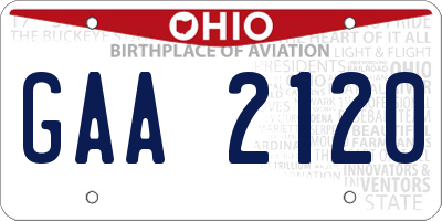 OH license plate GAA2120