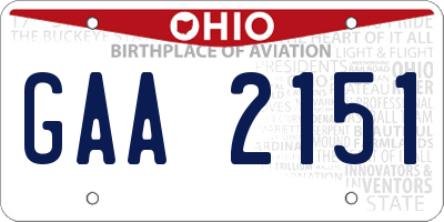 OH license plate GAA2151