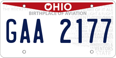 OH license plate GAA2177