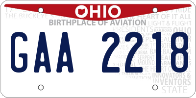 OH license plate GAA2218