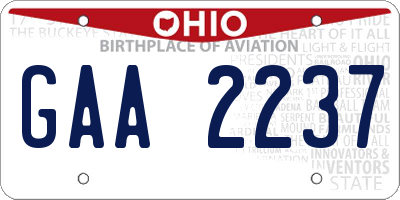 OH license plate GAA2237