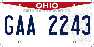 OH license plate GAA2243