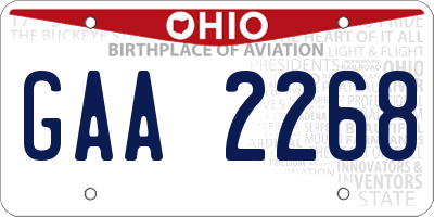 OH license plate GAA2268