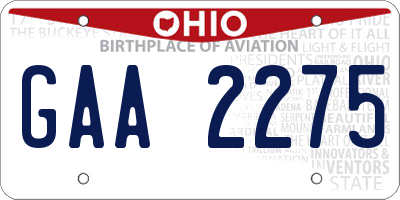 OH license plate GAA2275