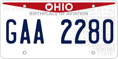 OH license plate GAA2280