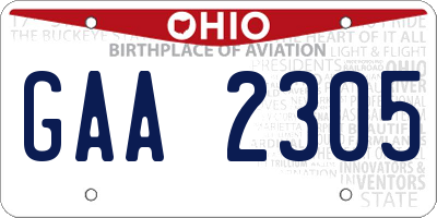 OH license plate GAA2305