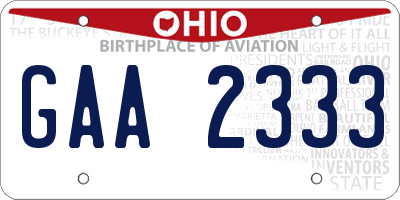 OH license plate GAA2333