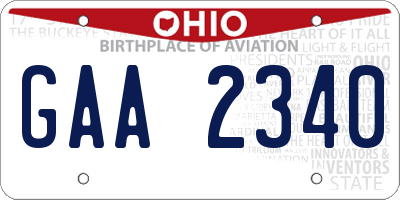OH license plate GAA2340