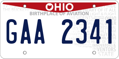 OH license plate GAA2341