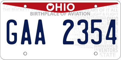 OH license plate GAA2354