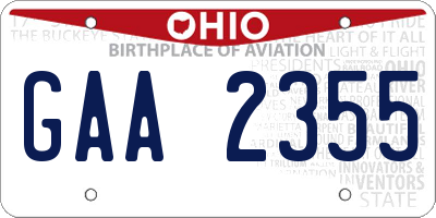 OH license plate GAA2355