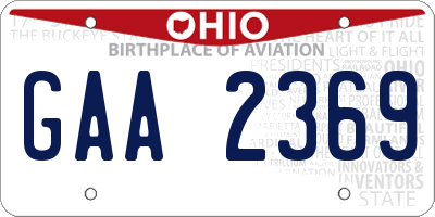OH license plate GAA2369