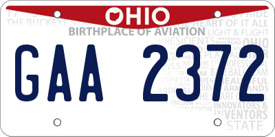OH license plate GAA2372