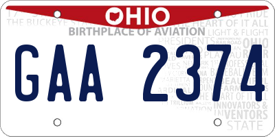OH license plate GAA2374