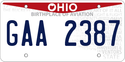 OH license plate GAA2387