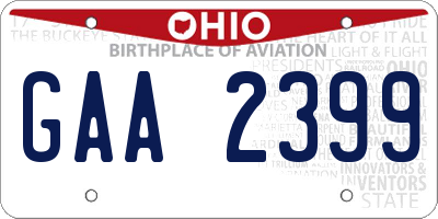 OH license plate GAA2399