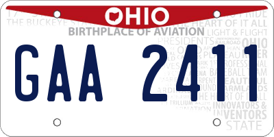 OH license plate GAA2411