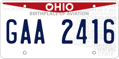 OH license plate GAA2416