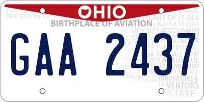 OH license plate GAA2437