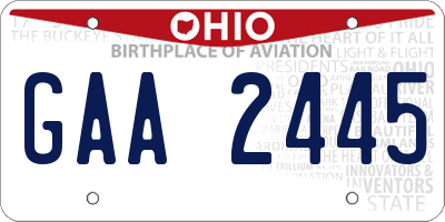 OH license plate GAA2445