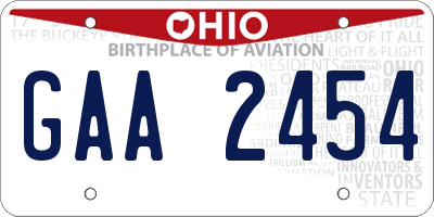 OH license plate GAA2454