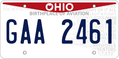 OH license plate GAA2461