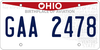 OH license plate GAA2478