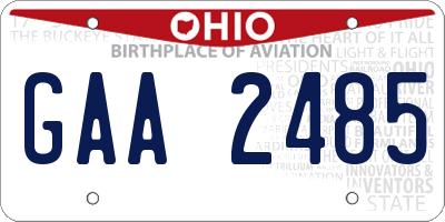 OH license plate GAA2485