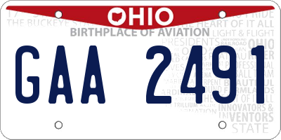 OH license plate GAA2491