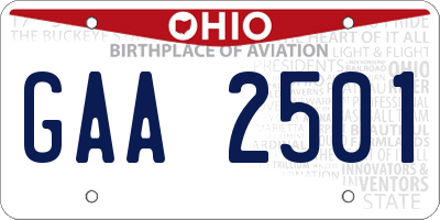 OH license plate GAA2501