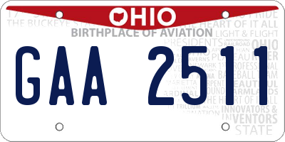 OH license plate GAA2511