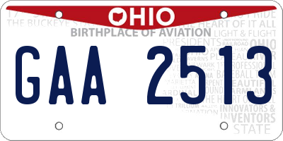 OH license plate GAA2513