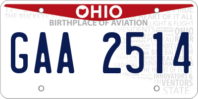 OH license plate GAA2514