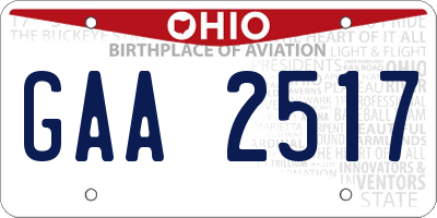 OH license plate GAA2517