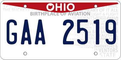 OH license plate GAA2519