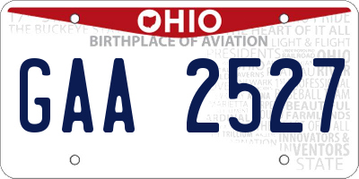 OH license plate GAA2527