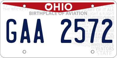 OH license plate GAA2572