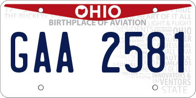 OH license plate GAA2581