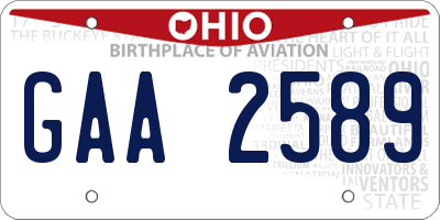 OH license plate GAA2589