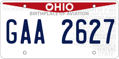 OH license plate GAA2627