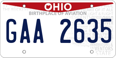 OH license plate GAA2635