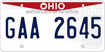 OH license plate GAA2645