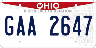 OH license plate GAA2647